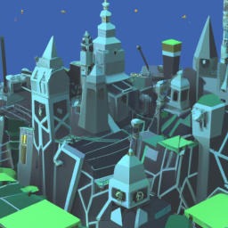 low poly surreal cityscape