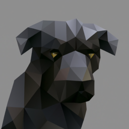 low poly dark dog